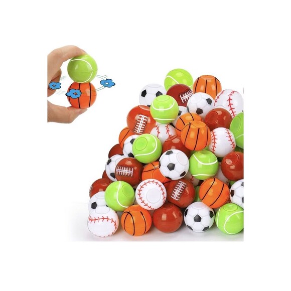 Fidget Spinner Balls Kids 30 Pack Plastic Sports Theme Multicolored New - Picture 4 of 6
